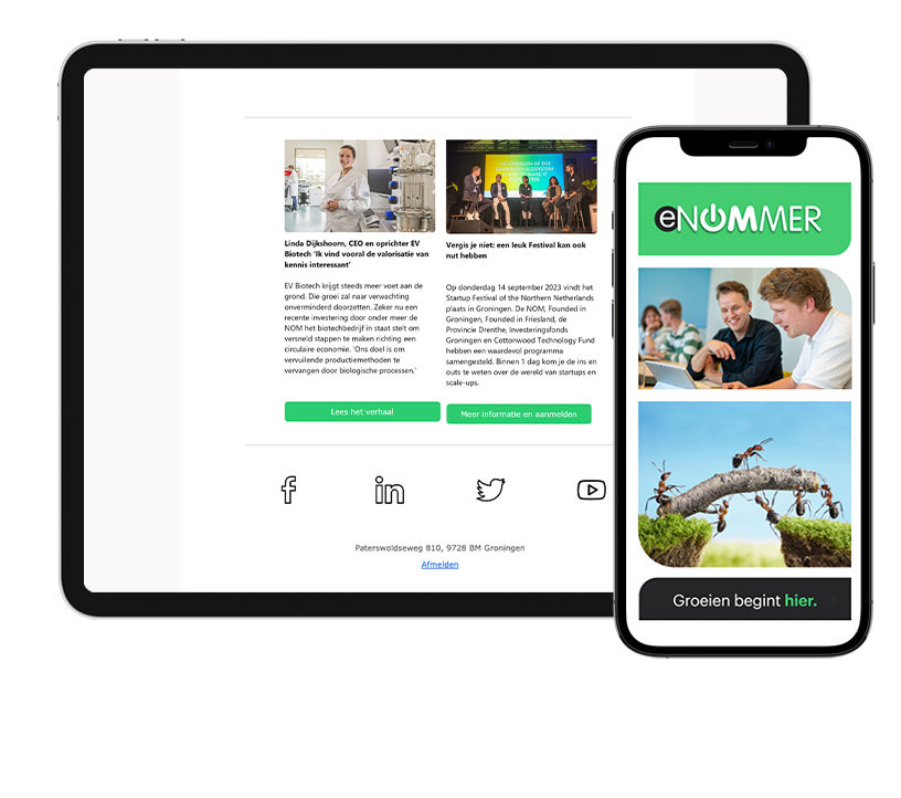 Voorbeeld van de NOM nieuwsbrief, de eNOMMER