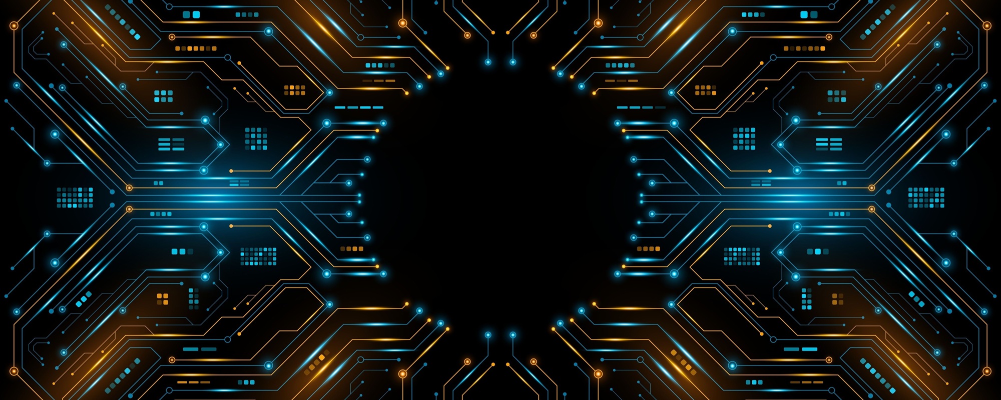 Futuristische gloeiende AI-printplaat met elektronische details