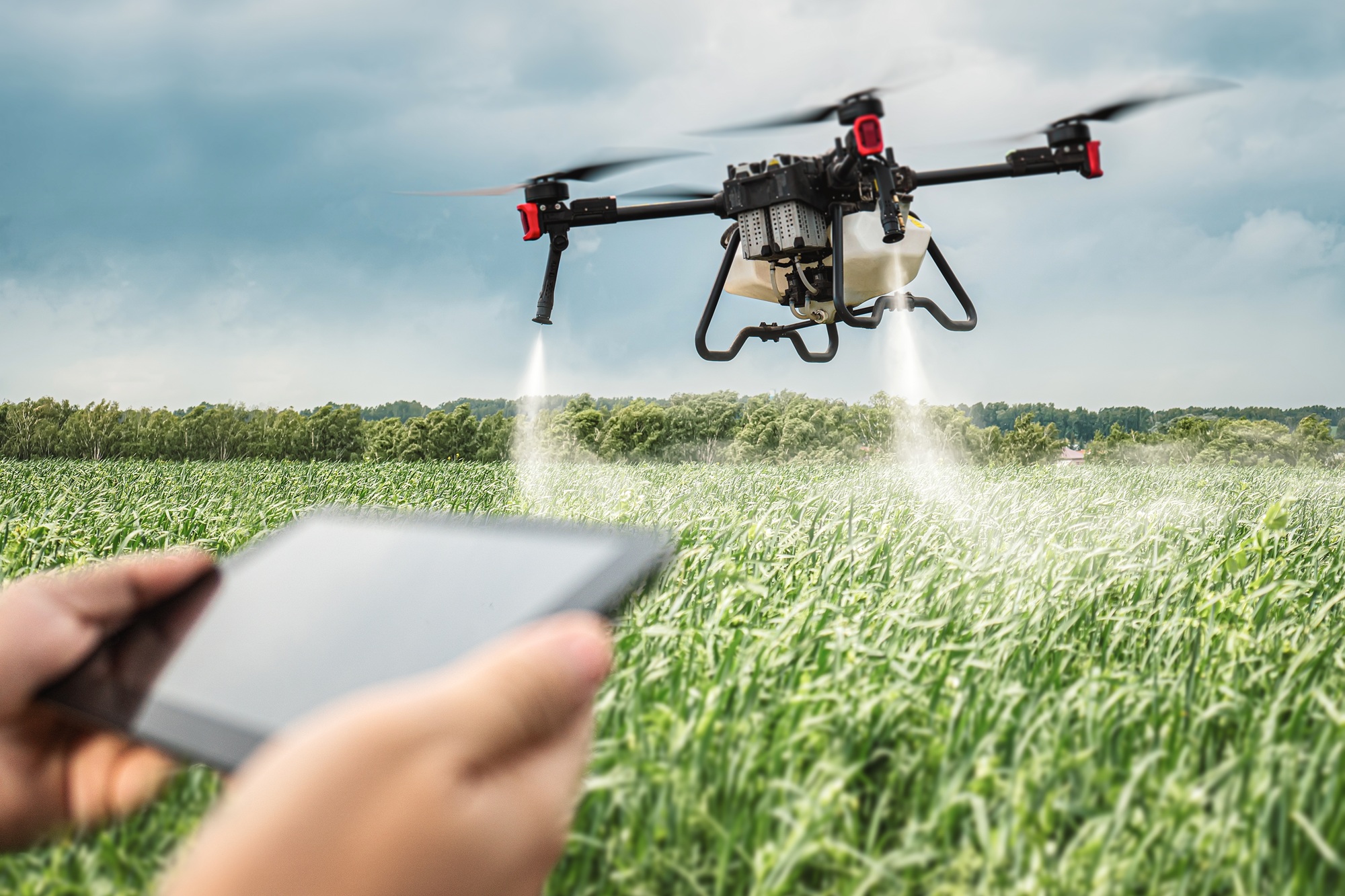 Drone,Control,On,The,Farmer's,Field.,Modern,Technologies,In,Agriculture.
