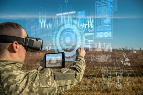 Ai,Technology,In,The,Army.,Warfare,Analytic,Operator,Using,Vr