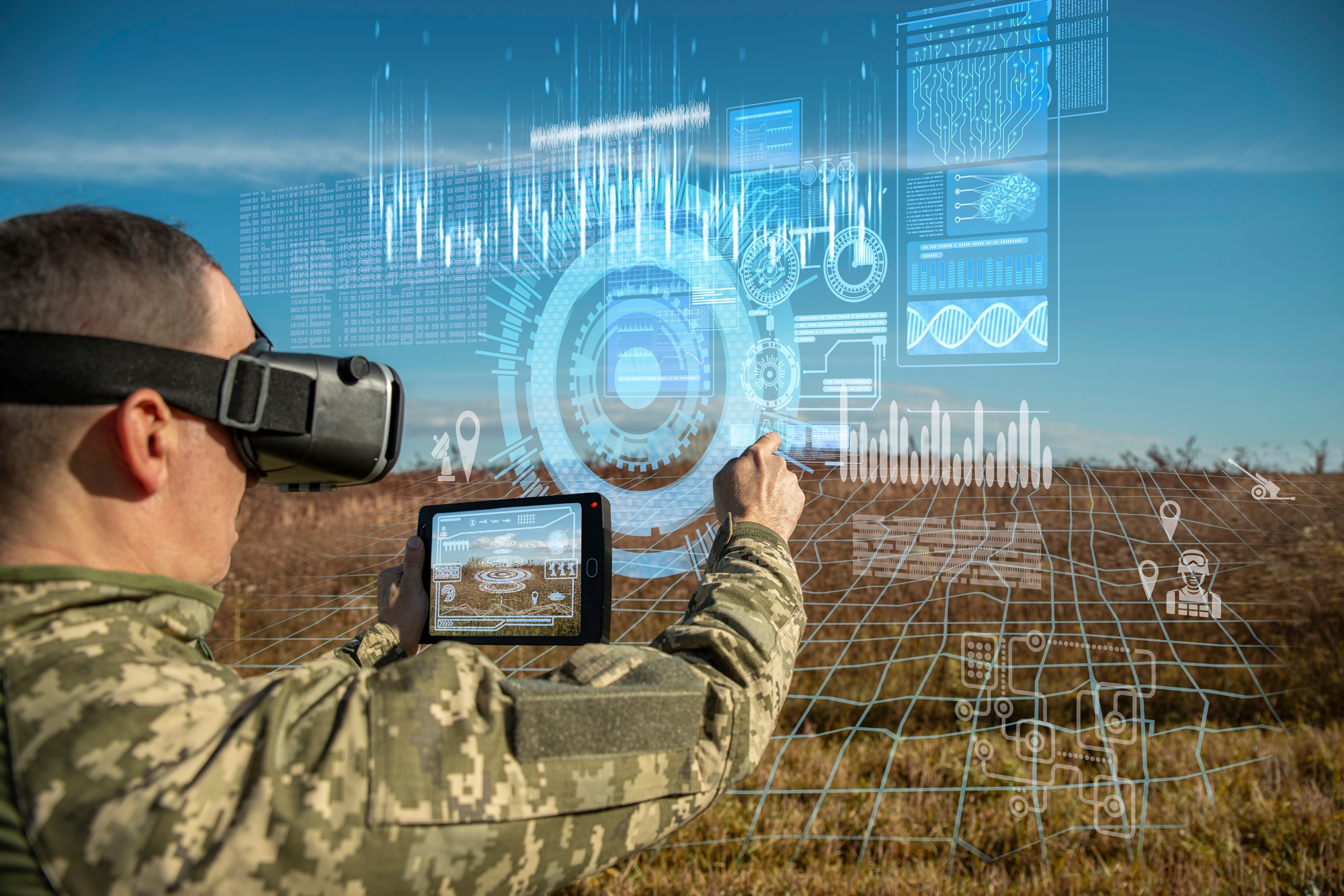 Ai,Technology,In,The,Army.,Warfare,Analytic,Operator,Using,Vr