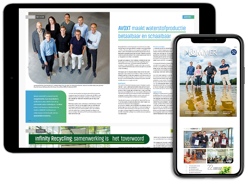 Een mockup van een aantal pagina's uit NOMMER 52