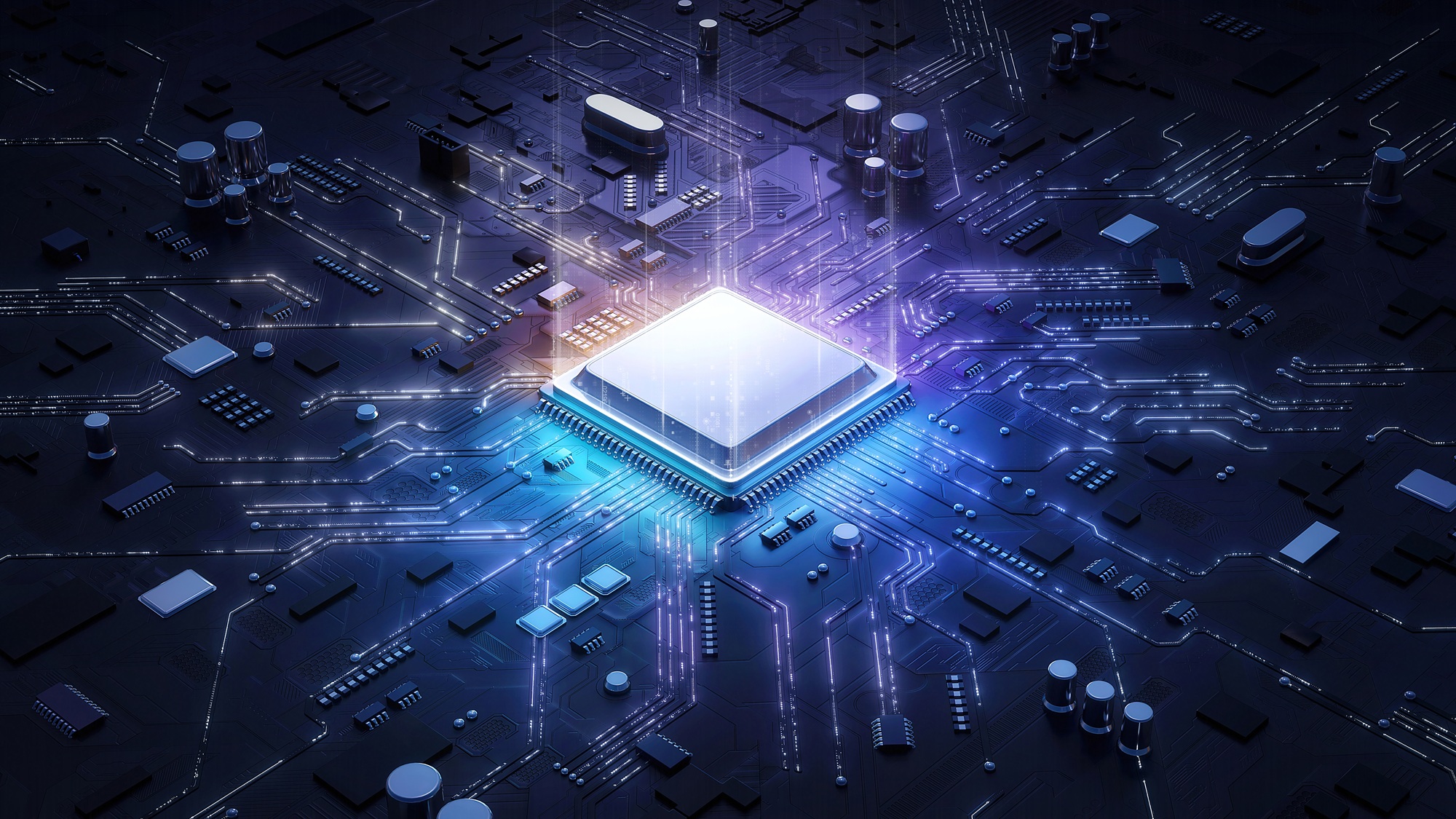 Vectorafbeelding Central,Computer,Processors,Cpu,Concept.,Motherboard,Digital,Chip.,Technology,Science