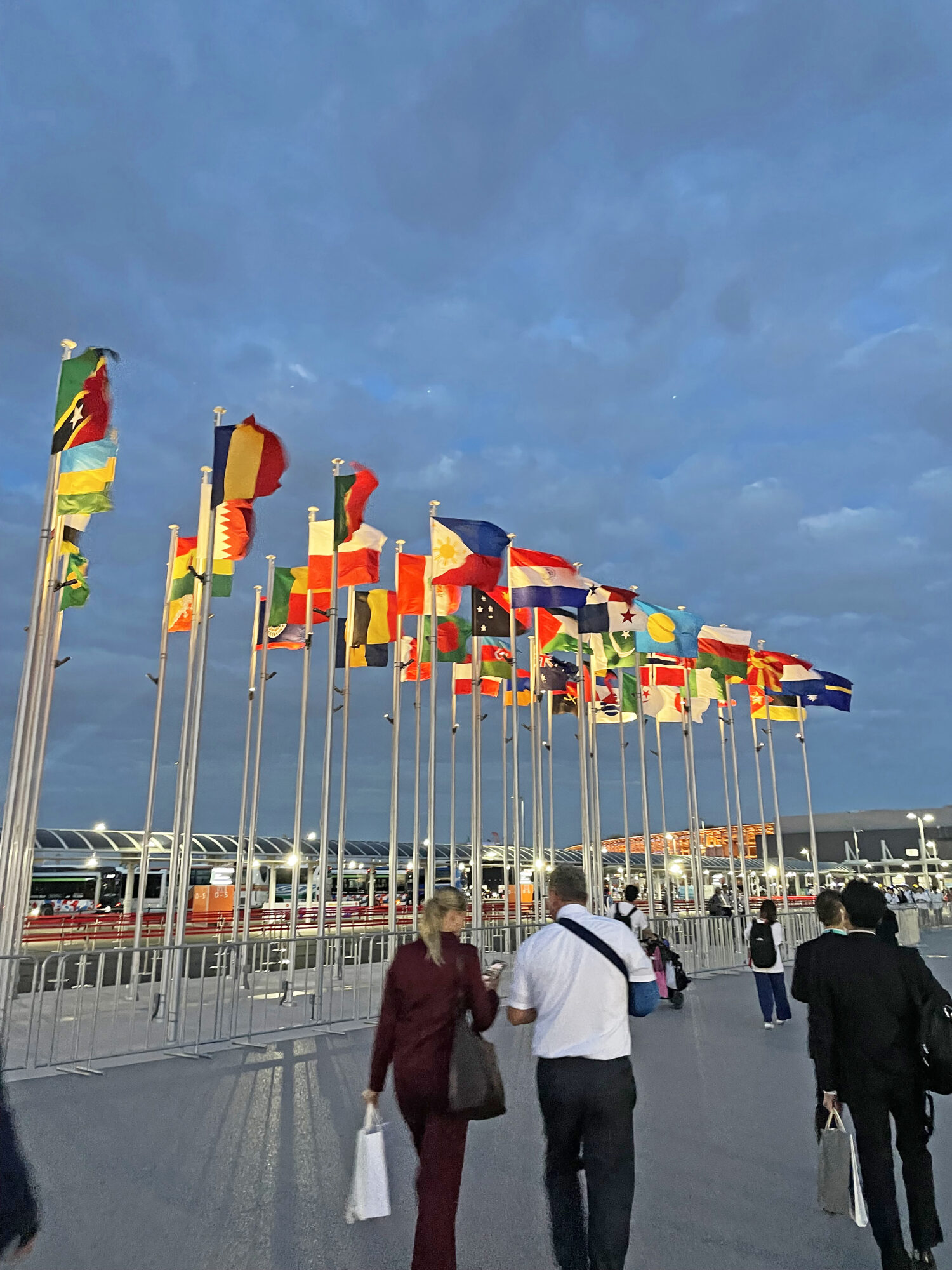 Vlaggen bij world expo in japan