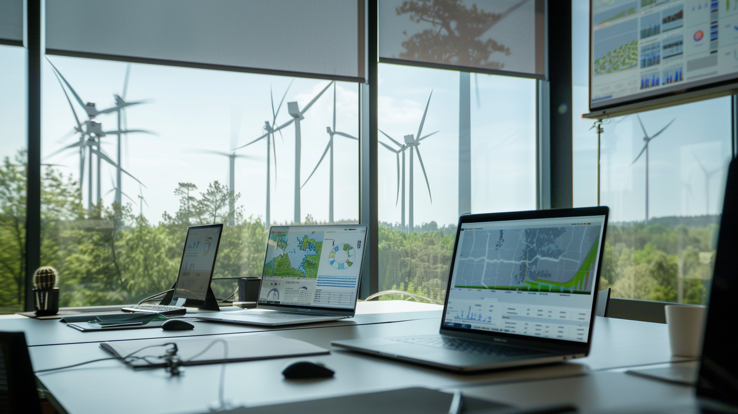 AI beeld electricity grid data on laptops