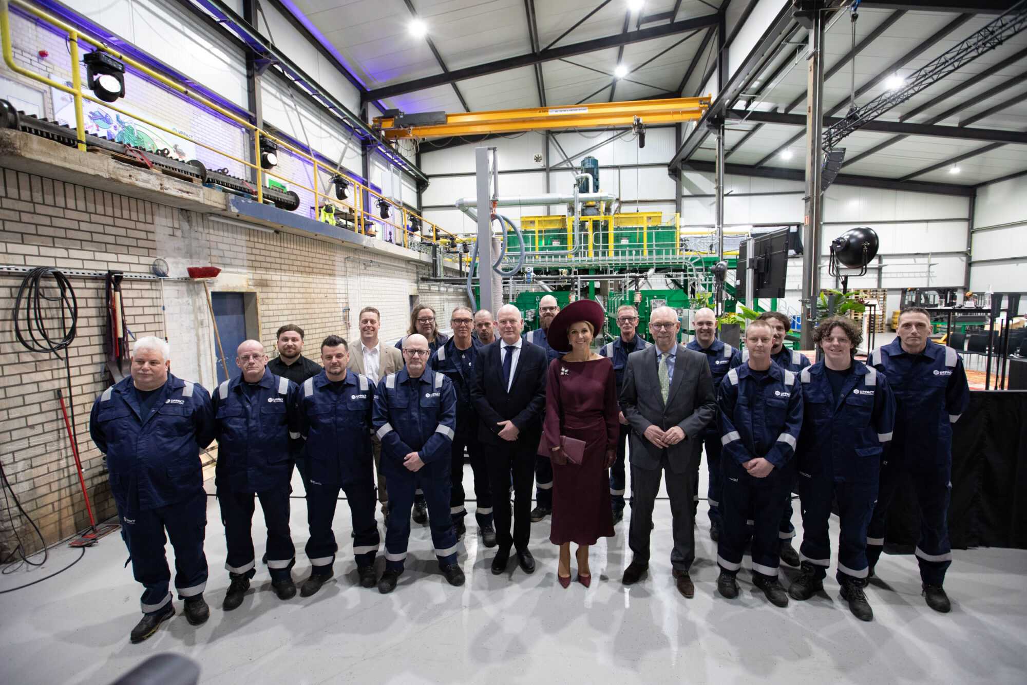 Koningin Máxima tijdens de opening van het demofabriek van Uppact